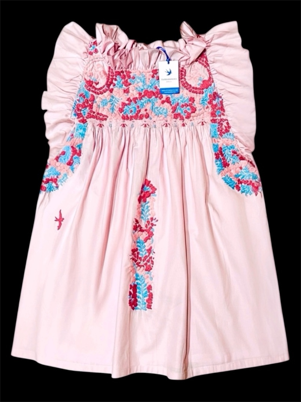 Mi Golondrina • NWT Light Pink Embroidered Ruffled Olivia Top || XL